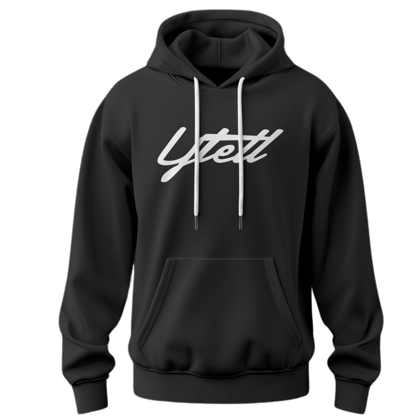 YTELL™ Hoodies - Black, White Script Ytell