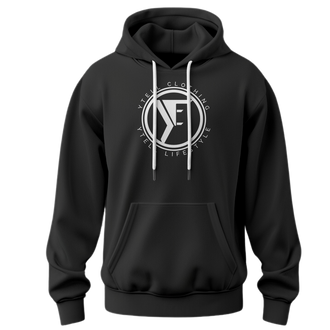 YTELL™ White and Black Round Logo Hoodie