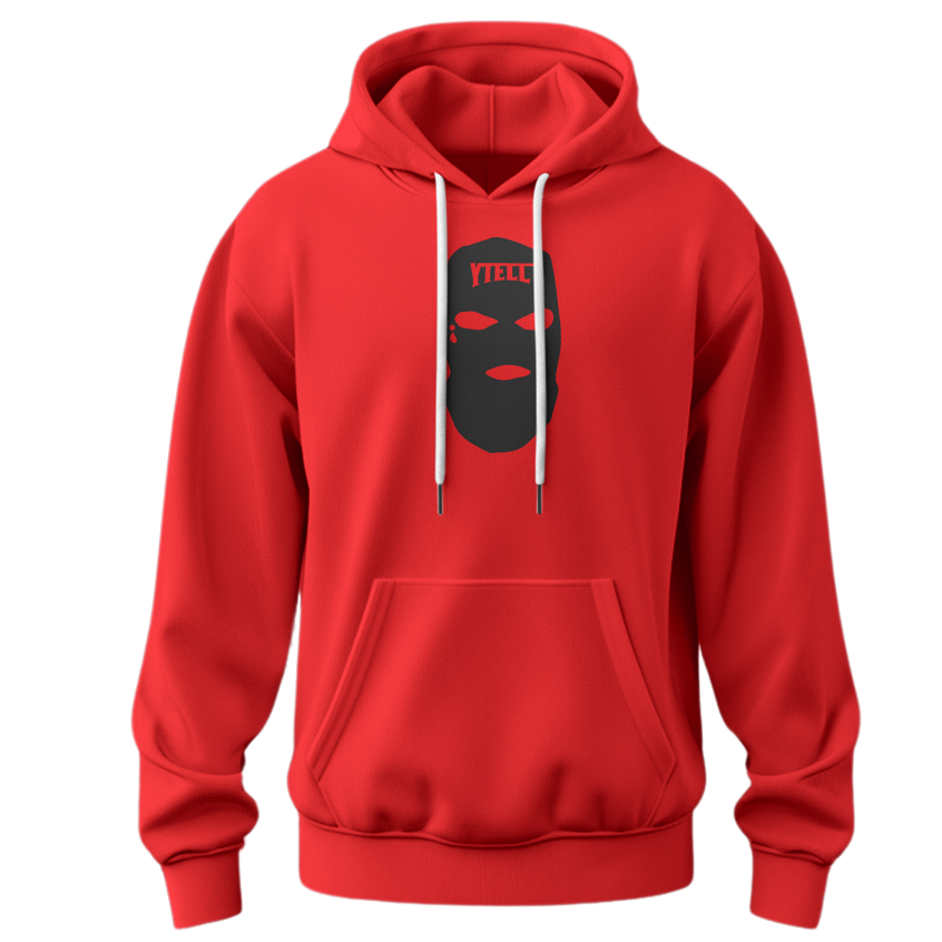 YTELL™ 
Red Hoodie Face mask  Logo